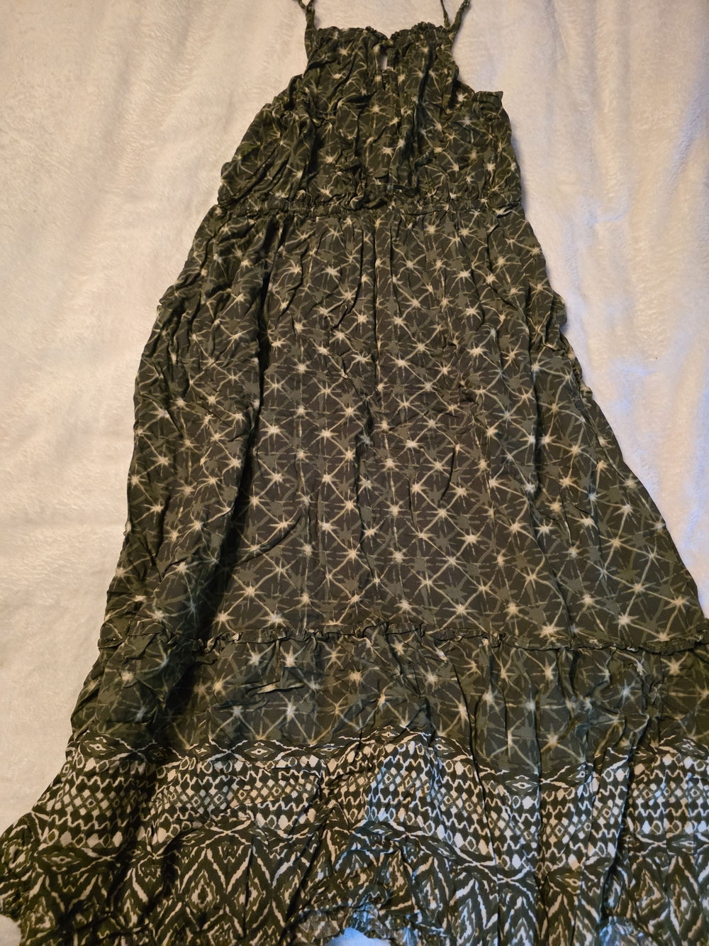 Olive Green Printed Maxi Dress